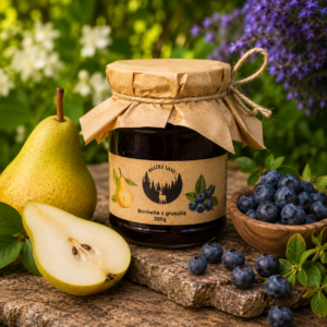 borówka z gruszką bliżej lasu naturalny owocowy dodatek w rustykalnej aranżacji