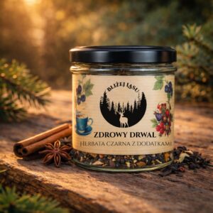 Zdrowy Drwal – herbata czarna z dodatkami Bliżej Lasu w szklanym słoiku