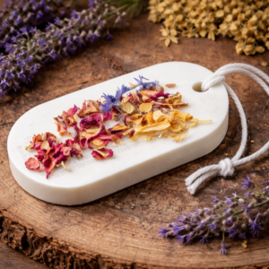 Zawieszka sojowa Tucholska Łąka z suszonymi kwiatami – naturalna zawieszka zapachowa do szafy