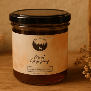 miód gryczany 400g w szklanym słoiku – naturalny, ciemny miód
