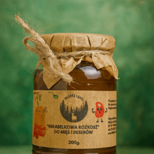 Mirabelkowa Rozkosz – naturalny dodatek do mięs i deserów w słoiku marki Bliżej Lasu.