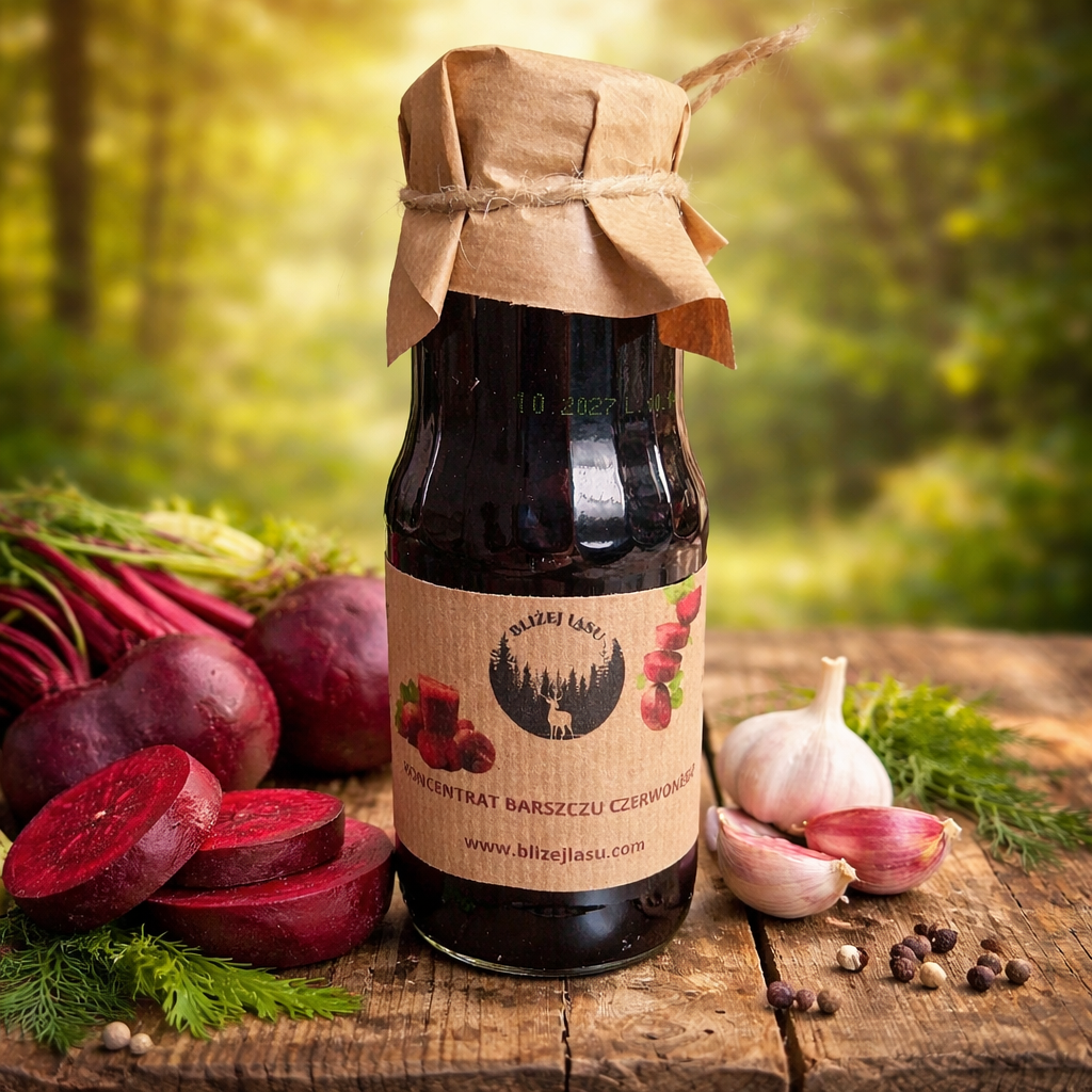 Butelka koncentratu barszczu czerwonego