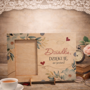 drewniana ramka na zdjęcie, prezent dla dziadka z naturalnego drewna