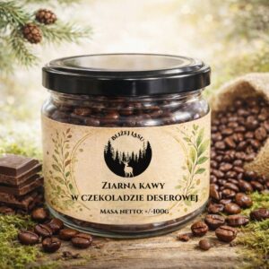 ziarna kawy w czekoladzie bliżej lasu