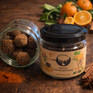 trufle pomarańczowe w słoiku czekoladowe słodycze prezentowe