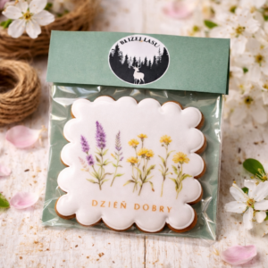 ręcznie robiony piernik dzień dobry z kwiatami dekorowany lukrem