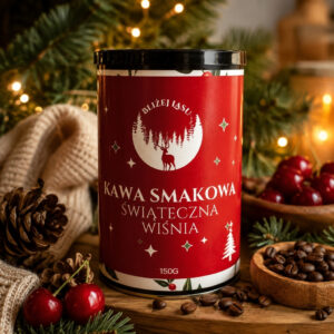Kawa ziarnista Świąteczna Wiśnia 150 g w świątecznej puszce