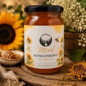 Miód słonecznikowy 1,2 kg Bliżej Lasu